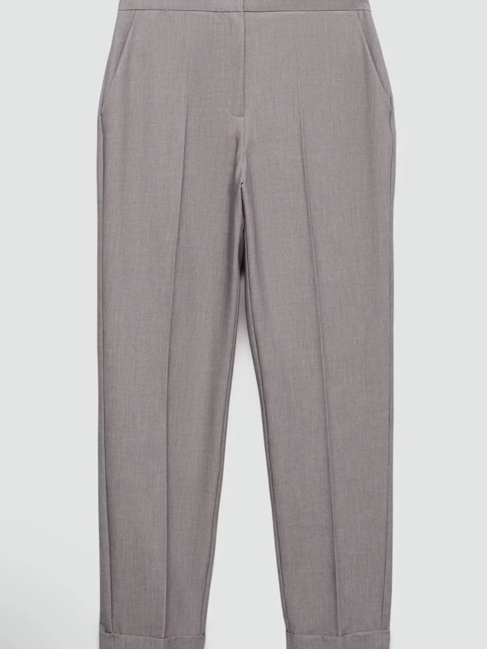 Mango Straight-Leg Tailored Pants in Light Gray